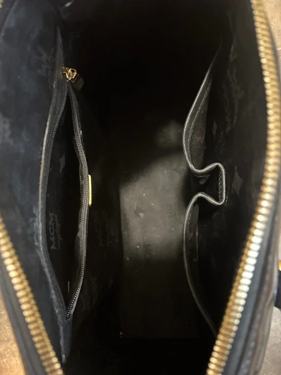 MCM Black Patent Leather Satchel with Gold Plaque and Hardware - Picture 3 of 11